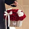 Wicker Rattan Flower Basket Wicker Woven Basket with Handle Pincnic Basket Sundries Storage Organizer Wedding Party Decor