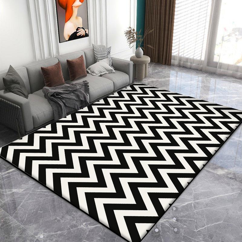 Nordic Black White Simple Style Carpets for Living Room Soft Washable Non-slip Large Area Rugs for Bedroom Decoration Home Mat