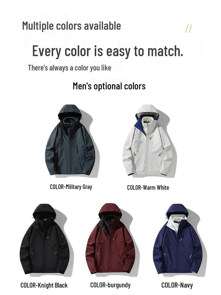 Unisex Windproof & Waterproof 3-in-1 Jacket with Detachable Fleece Liner for Mountaineering