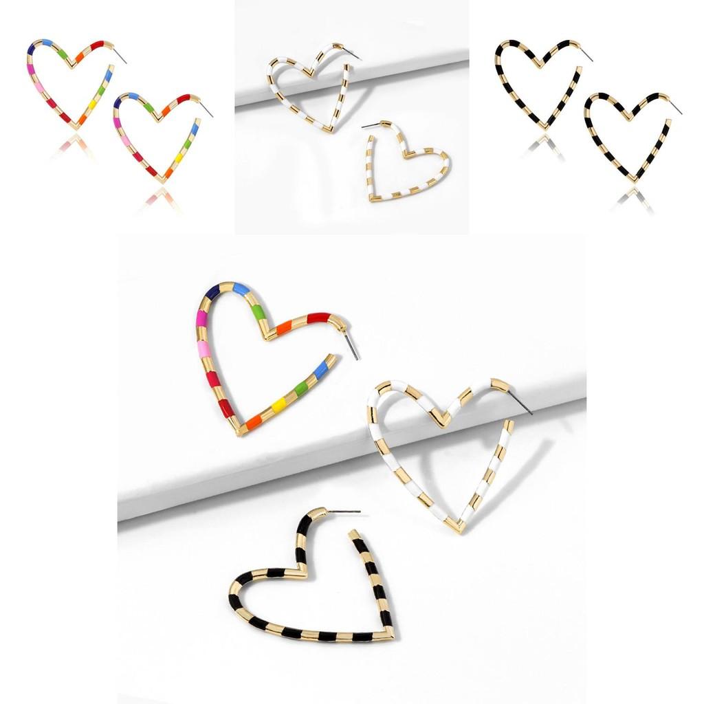Elegant Geometric Heart Earrings For Women Trendy Multicolor Alloy Jewelry