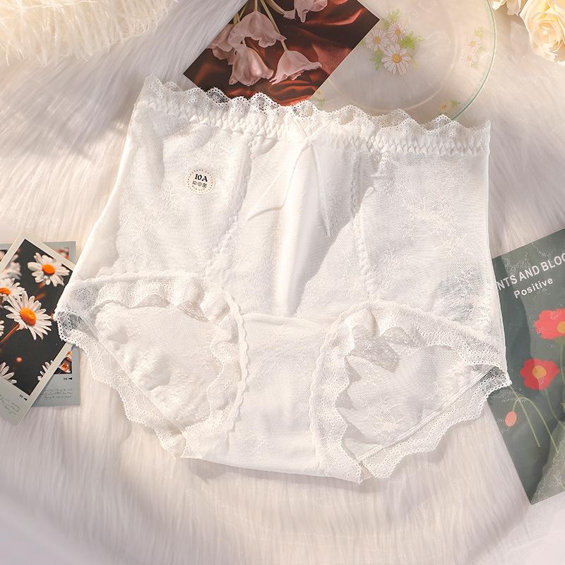 Plus Size Female Spring and Summer Lace Pure Cotton Extended Crotch High Waist and Hip Shape Up Briefs