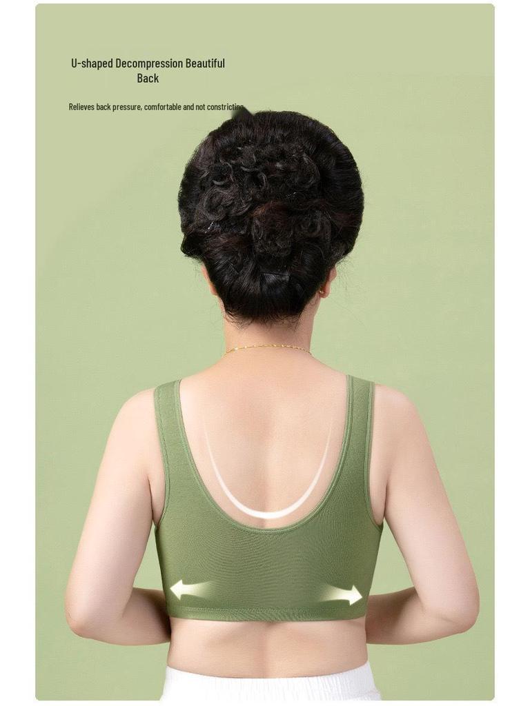 Comfortable Front Buckle Lace Vest Bra for Middle-Aged and Elderly Women - Wire-Free and Thin for Summer Wear