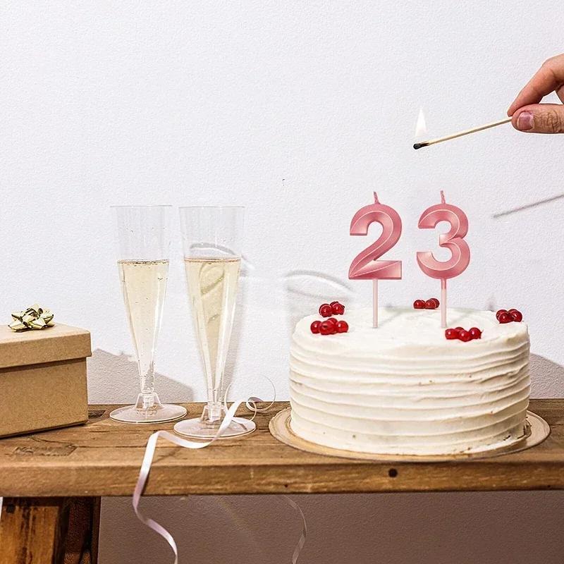 1pcs 0-9 Number Digital Candles Cake Decorations Romantic Blue Pink Candles Topper for Kids Happy Birthday Baby Shower Creative