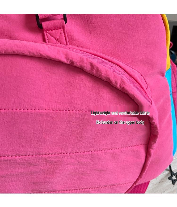 Large Capacity Wet-Dry Fitness Bag with Mesh Badminton Racket Storage - Color Block Design, Outdoor Sports Crossbody Bag