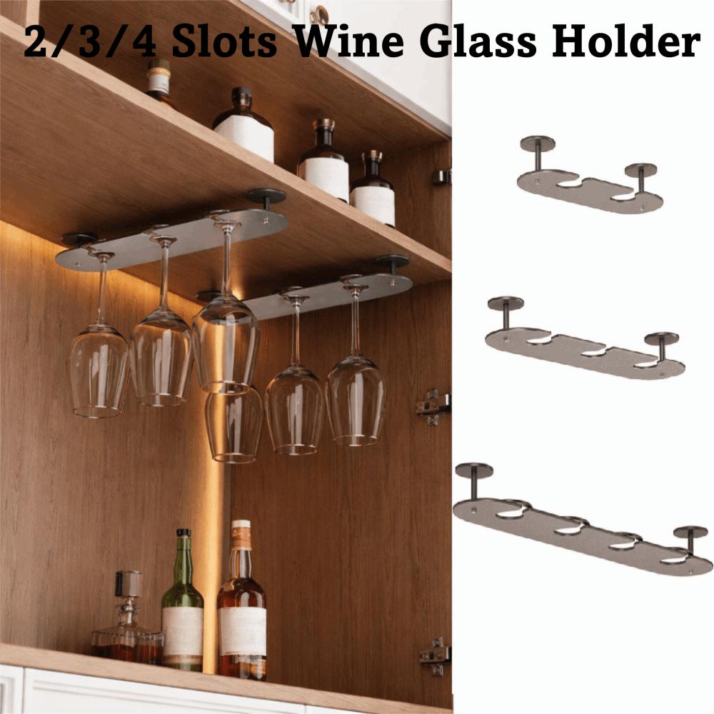Single-row Design Wine Glass Holder 2/3/4 Slots Wine Glass Storage Shelf Kitchen Use