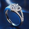 Europäischer und Amerikanischer Weißkupferschmuck Mikro-Inlay Ring Liebesherzring Imitationsdiamantring Damen Klassischer Stil