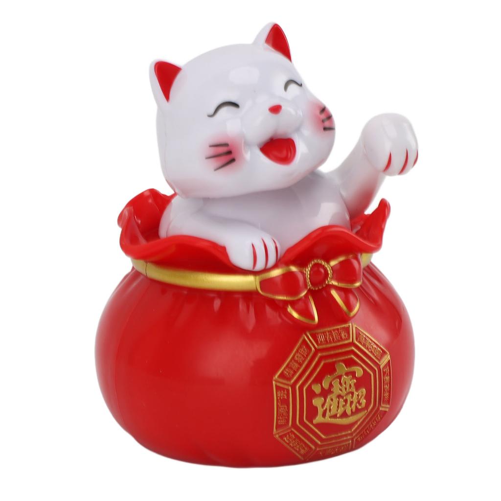 Solar Powered Lucky Cat Lucky Wealth Welcoming Cat Car Decor Desktop Cash Register Opening