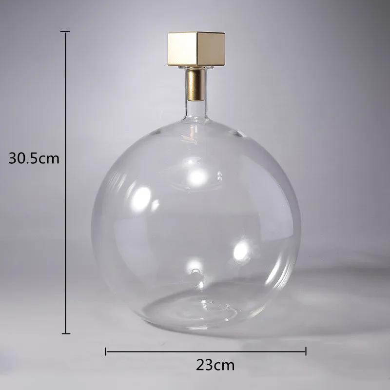 Glass Vase Transparent Sphere Metallic Copper Cover Airtight Container Hydroponic Terrarium Decoration Accessories Vases Pots
