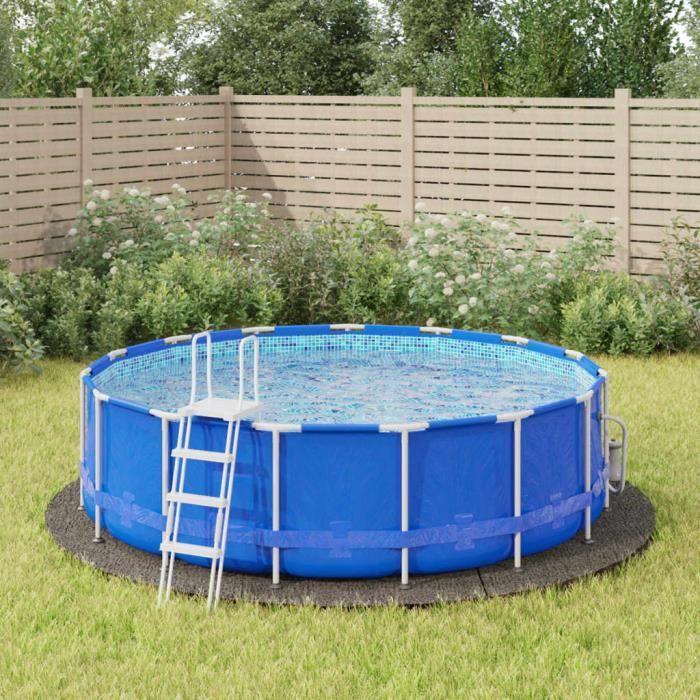 VidaXL Bâche de piscine gris clair Ø396 cm géotextile polyester 94218