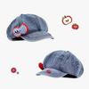Fruit Apple Button Denim Beret Hat With Cloud Design For Womens Spring Casual