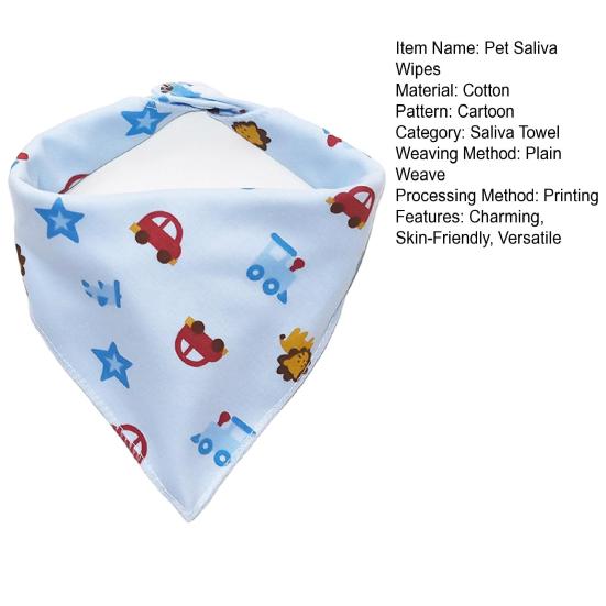 Soft Pet Bandana Cotton Triangle Scarf for Cats And Dogs Cute Cartoon Print Adjustable Drool Bib Easy Clean Pet Accessory