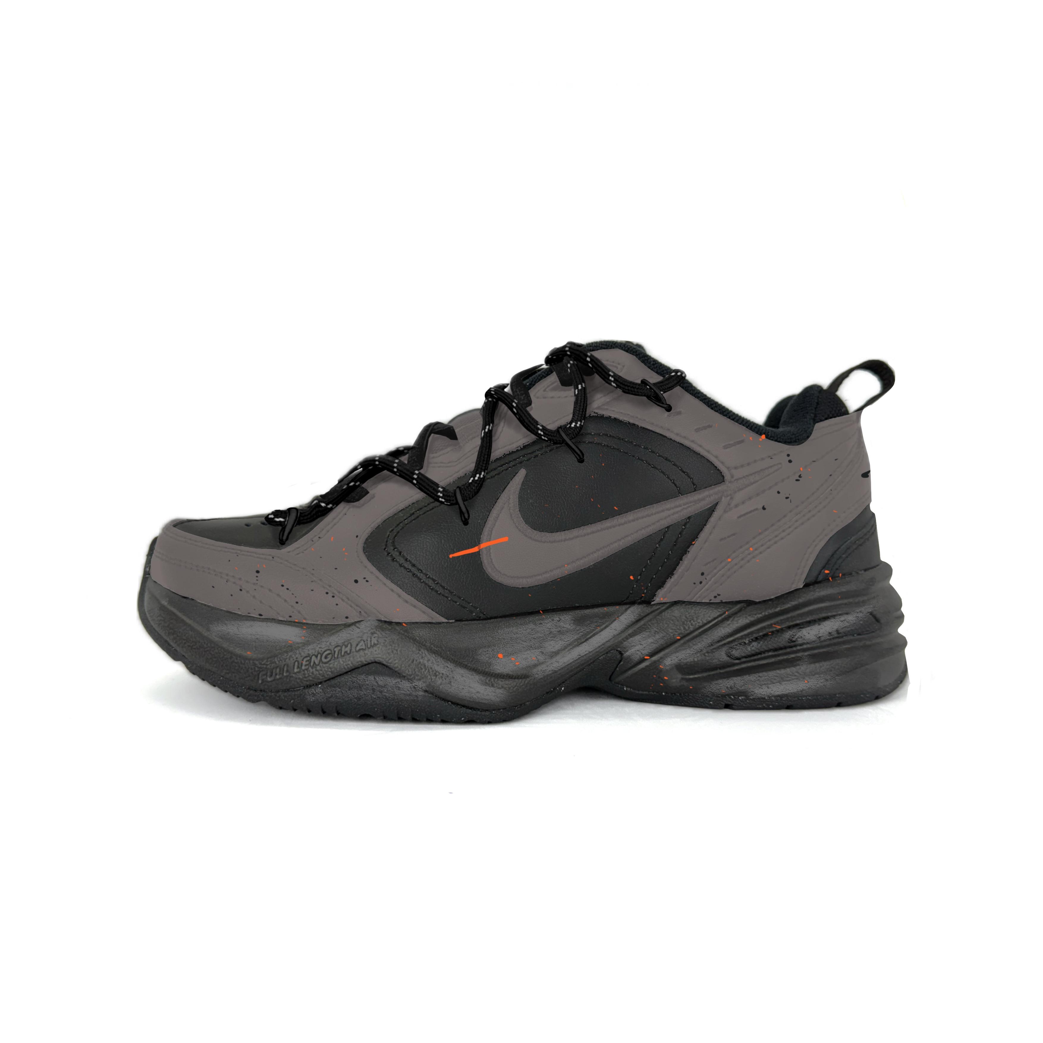 

Nike Air Monarch 4 Abrasion Resistant Low top Chunky Sneakers Unisex Black Gray Brown 415445-001(Team502-) 43