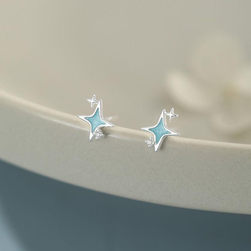 999 Sterling Silver Starlight Stud Earrings - Elegant High-End Fashion Design