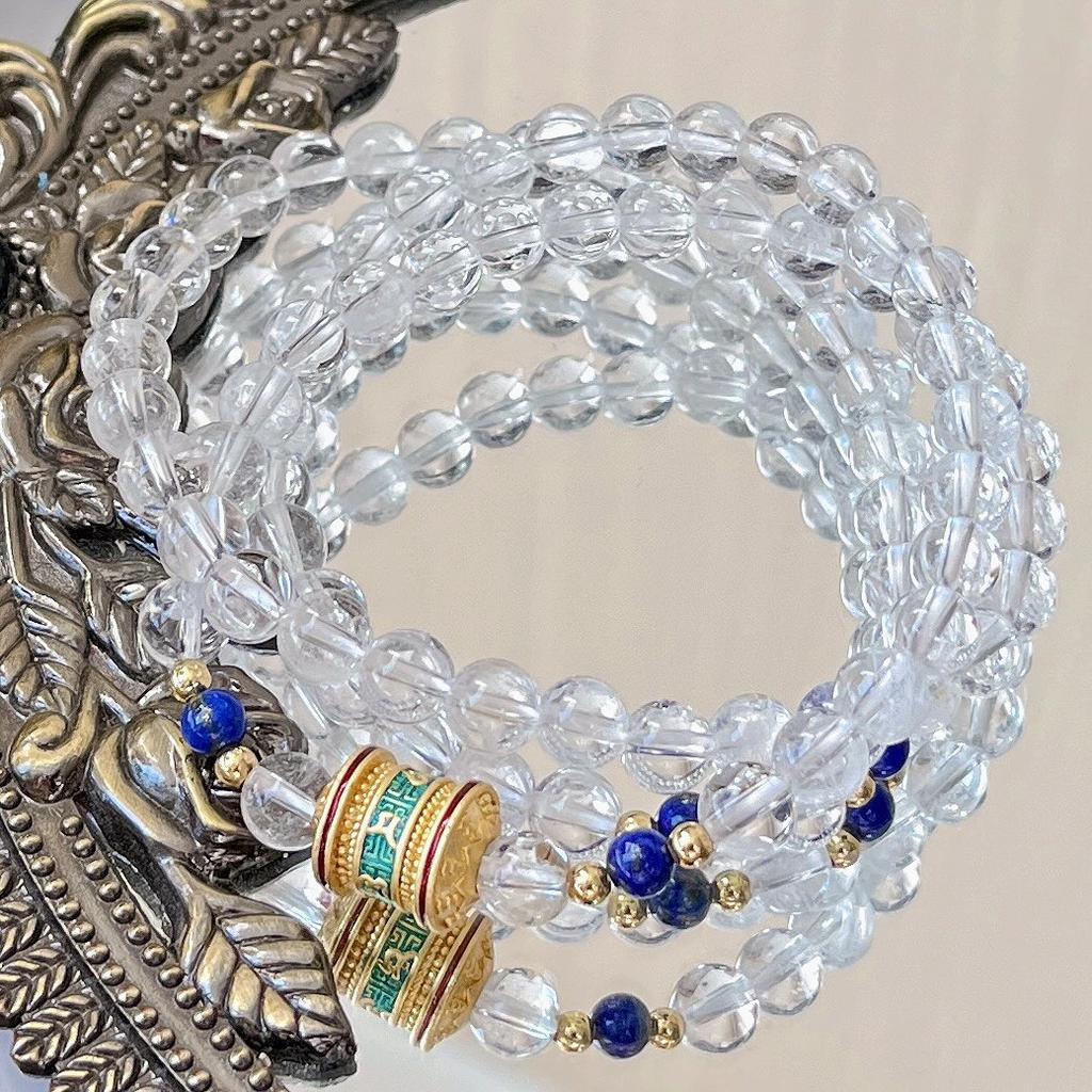 6Mm Autumn And Winter Natural White Crystal Lapis Lazuli Design Sense Multi-Circle Bracelet Bracelet
