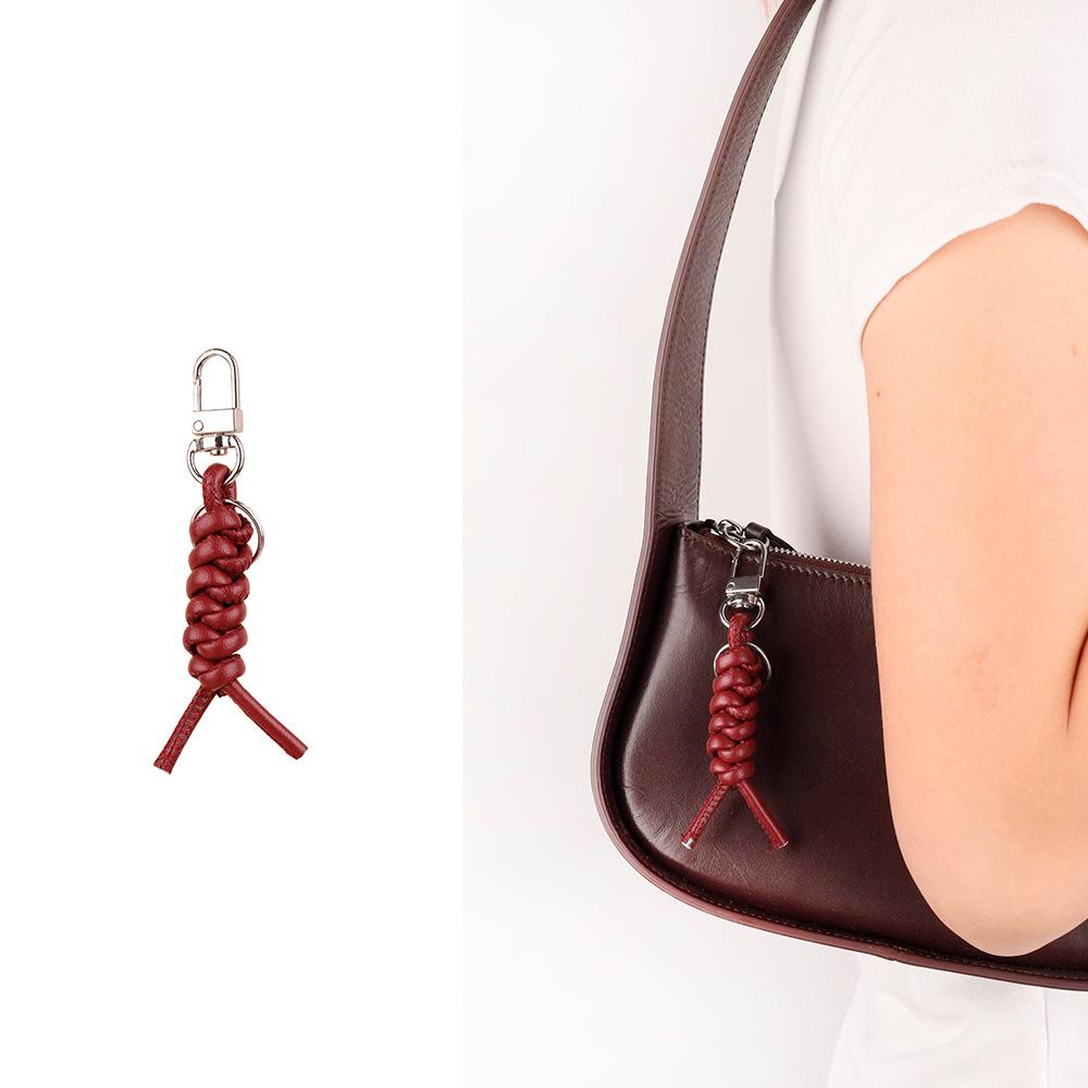 ins creative versatile handmade PU leather braided rope accessories bag pendant keychain small pendant