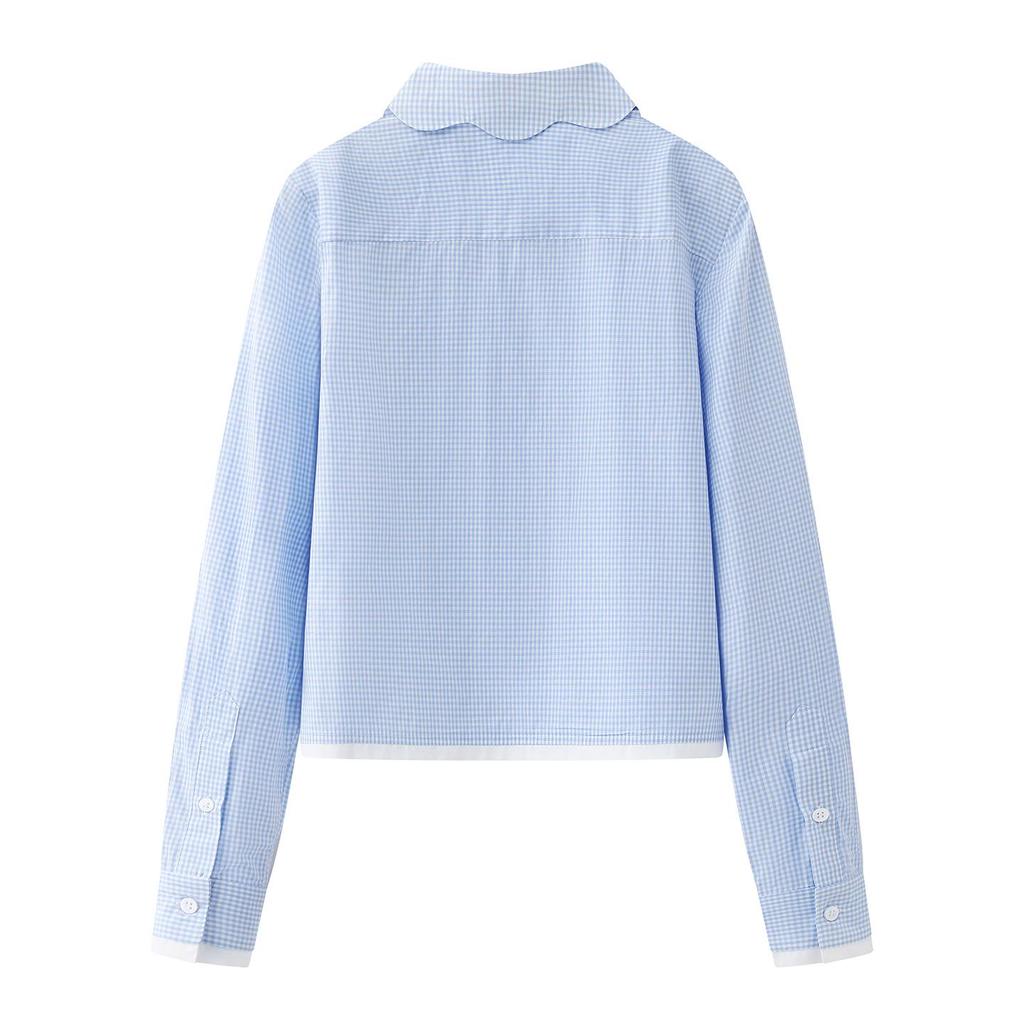 In Stock: Spring 2026 Women's Patchwork Striped Long Sleeve Shirt - Sweet, Cool, and Fashionable Style