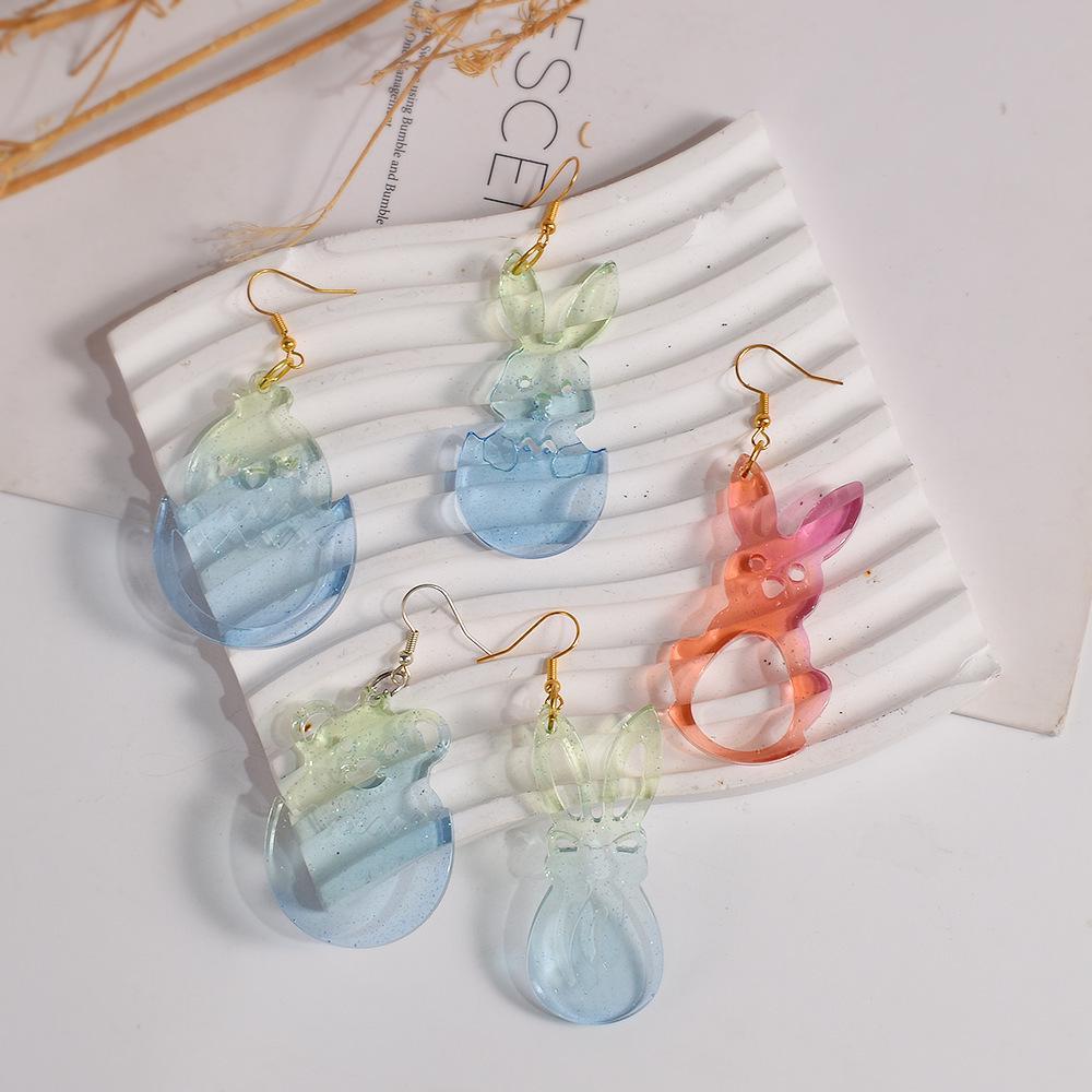 Easter Resin Animal Earrings Mold: Egg, Rabbit, Chick, Cat Pendant