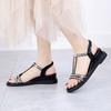 Sandals for Women Roman Style Flat Rubber Diamond Woman Shoes Open Toe Comfort Low Price Daily Casual Vintage Anti Slip Hot Pvc