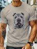 Shar Pei Dog Face Line Art Graphic Mens Cotton TShirt Breathable Casual Short Sleeve Tee