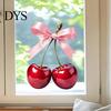 Cherry Window Decal Bow Static Sticker, Waterproof PVC for Glass Doors And DIY Art Home Windows, Decorative Removable Clings Bathroom Balcony