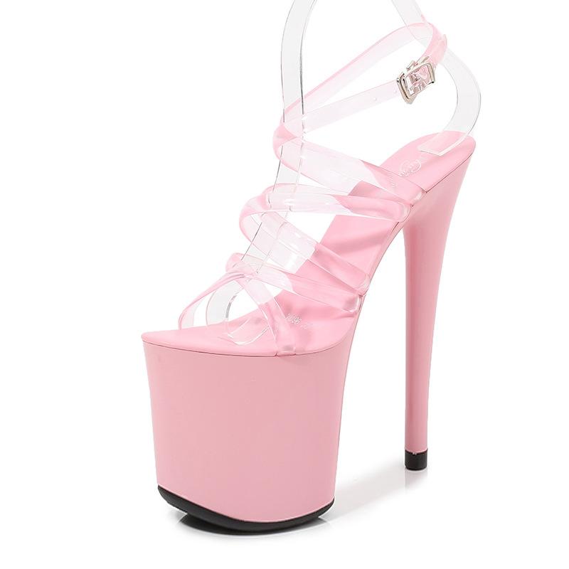 

Жіноче взуття Літнє розфарбоване тонкий каблук Сексуальна водонепроникна платформа Hate Sky Супер високі жіночі сандалі 1986 серії Каблук 20 см Платформа 10 см від LFD 38 рожевий