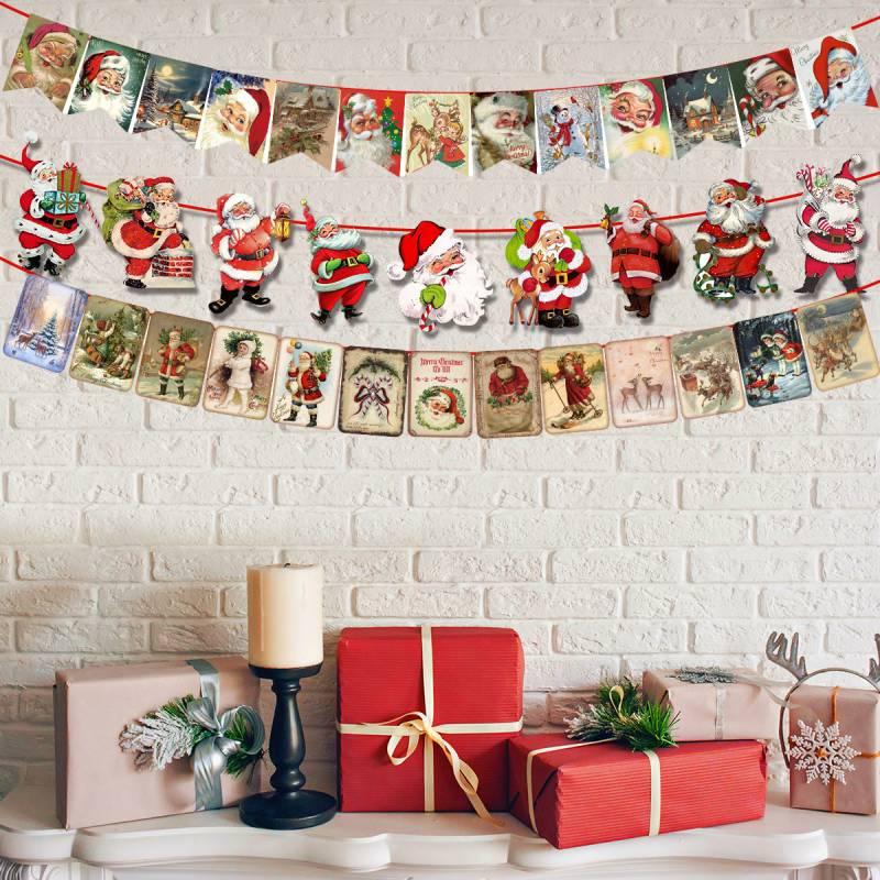 Santa Claus Snowman And Reindeer Christmas Party Banner Decorative Alphabet Banner For Festive Decor