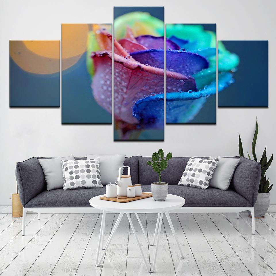 The colorful rose flowers 5 Piece HD Wallpapers Art Canvas Print modern Poster Modular art painting for living room Home Decor