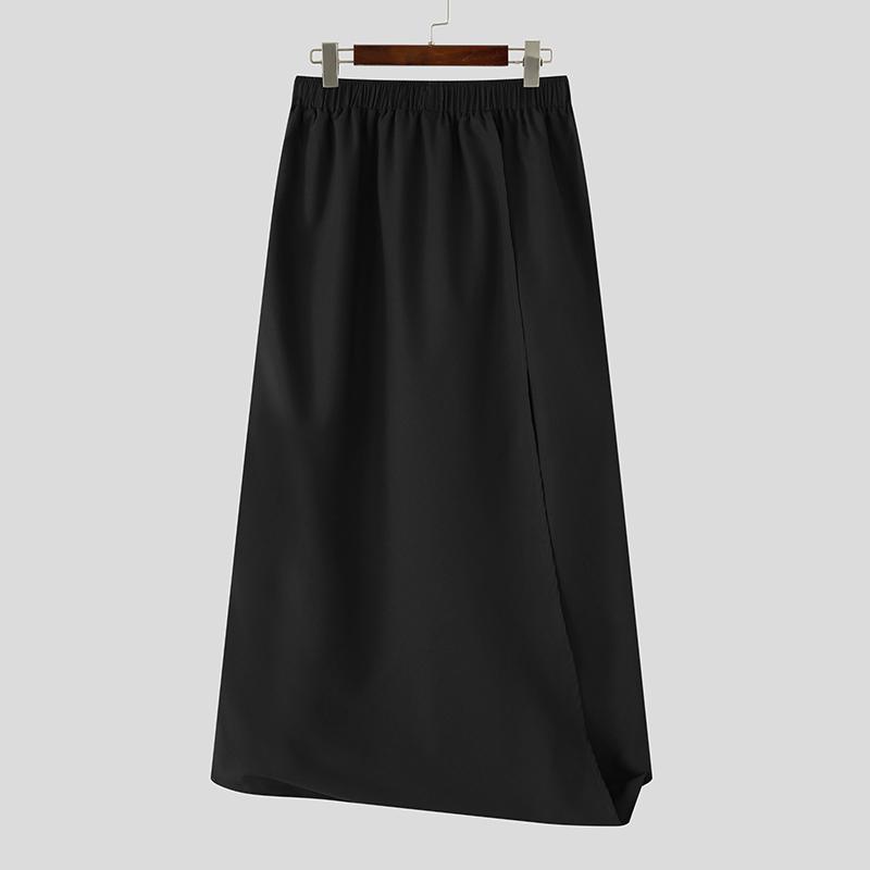 INCERUN Men Elastic Waist Irregular Wrap Casual Loose Long Pants Trousers