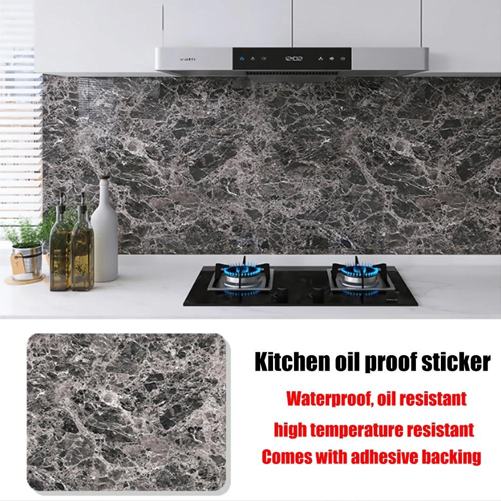 40cm Marble Pattern Kitchen Wall Stickers Self-Adhesive Oil-Proof Stain-Resistant Livingroom Resistant Home Decorative Wallpaper