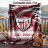 Flannel Blanket Athletic Bilbao FC Print Custom Name Text Soft Throw for Sofa Bed