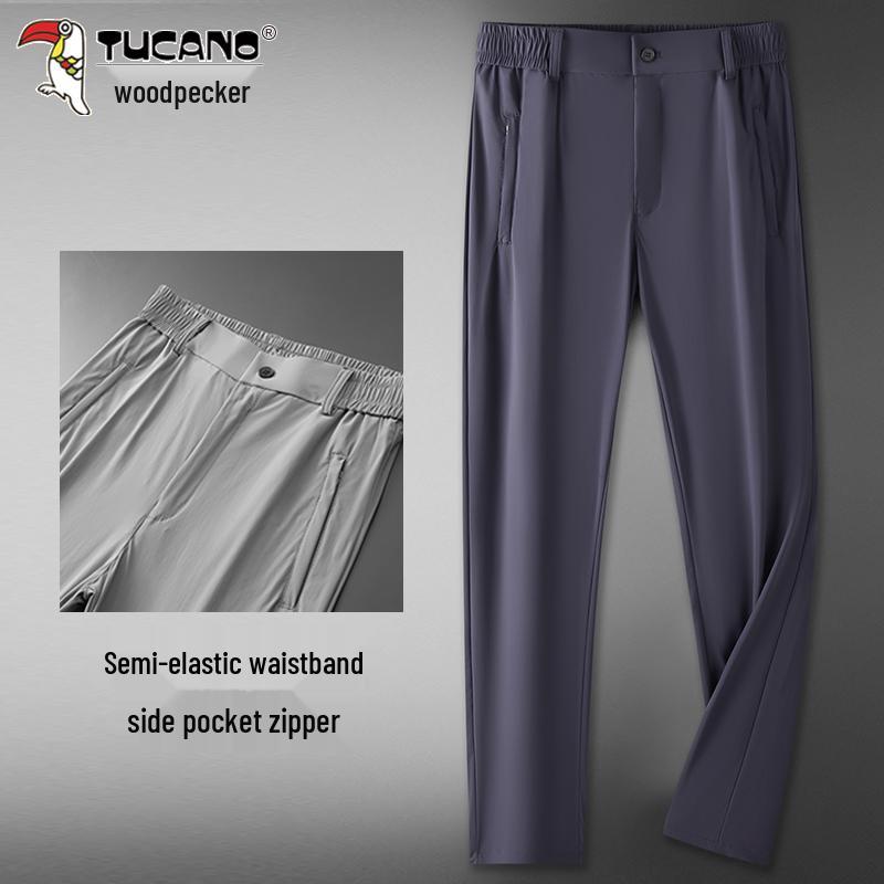 

Woodpecker Men s Ice Silk Casual Pants - Summer Thin, Elastic Waist Sports Trousers XL (100-120 lbs)