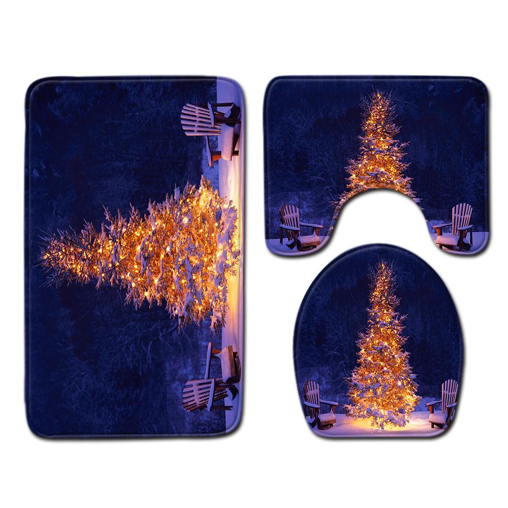 Christmas Bathroom Floor Mat Toilet Three-Piece Set