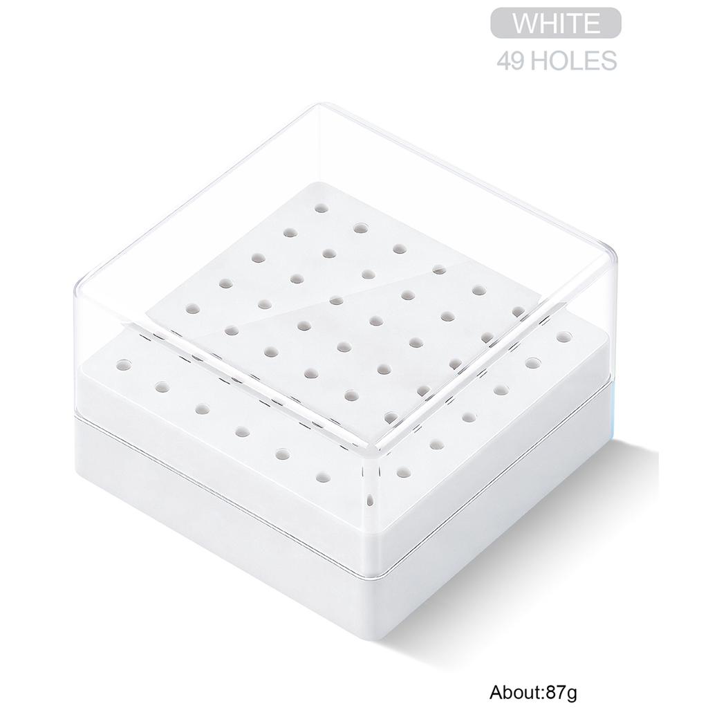 49 Holes Nail Drill Bits Storage Box White Pink Blue Empty Box Nail Drill Display Stand Manicure Accessoy Tools