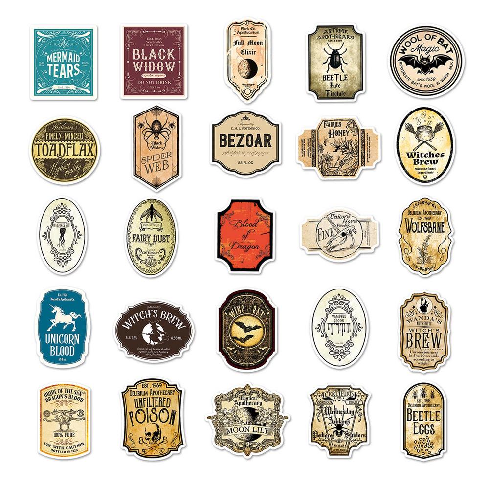 

50Pcs Magic Potion Bottle Label Stickers Travel Journal Craft Paper Tag Decorative Sticker DIY Scrapbooking Diary Album Phone
