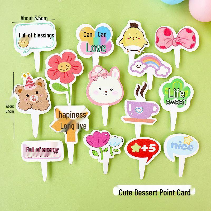 Sushi Cartoon Cupcake Toppers & Ice Cream Flag Picks for Happy Birthday Desserts