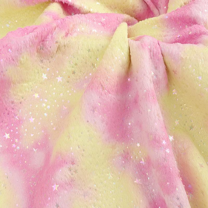 

Разноцветная плюшевая ткань с узором в виде звезд из кроличьего меха для домашнего текстиля, одежды, подушек, обуви и шляп