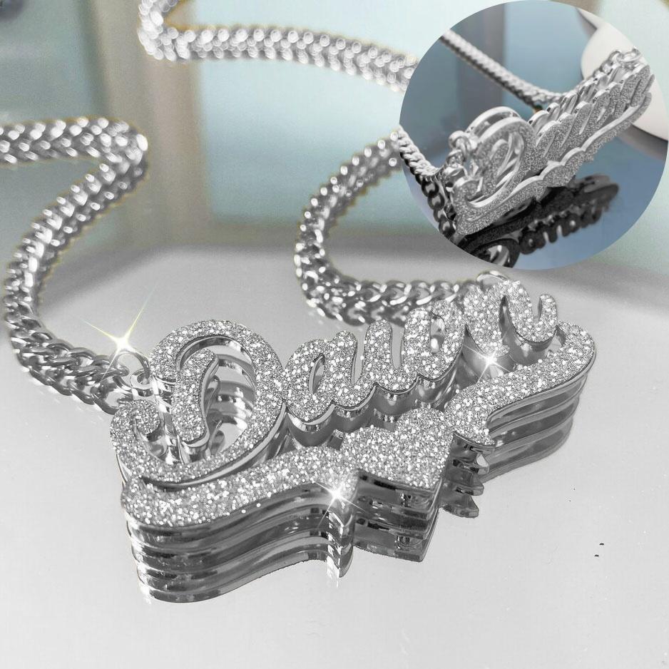 Collana Personalizzata Doppia Opaca Collana Personalizzata Bling Gioielli in Acciaio Inossidabile Dorato per Fidanzata Regalo per la Madre
