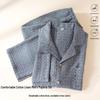 Conjunto de Pijama Masculino de Algodão e Linho de Alta Qualidade para Todas as Estações: Vestuário Exterior, Corte Solto, Roupa de Casa Natural.