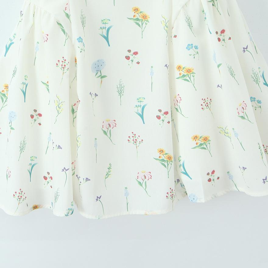 2025 Chic Puff Sleeve Mini Dress with Sweet Print - French Square Neck, Holiday Style