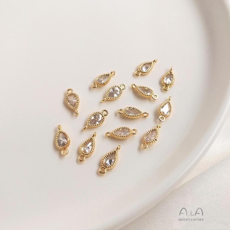 14K Gold-Plated Zircon Heart Teardrop Geometric Pendant