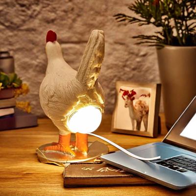 Lámpara de Huevo de Gallina Divertida Luz Nocturna de Trasero de Gallina con Huevo Resina LED Lámpara Hem para Pascua Navidad Decoración Hogar Dormitorio