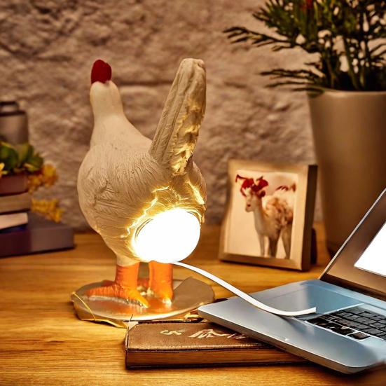 Chicken Egg Lamp Funny Chicken Butt Night Light with Egg Lamp for Easter Resin LED Hem