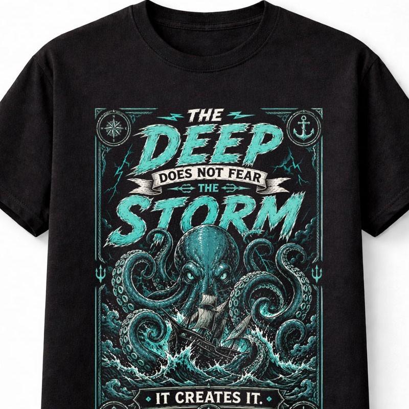 Deep Sea Kraken Octopus Storm Ocean Nautical Quote Unisex TShirt
