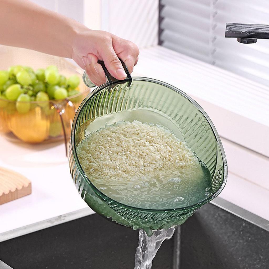 Functional Rice Washing Colander Efficient Draining Bowl Practical Sink Basket PET Material Suitable for Washing Rice