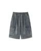 APOSTROPHE COMMA Brushed Cargo Elastic Denim Bermuda Pants_Light Blue