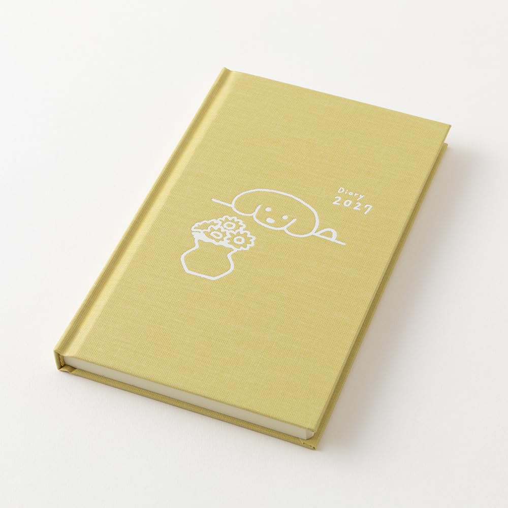 Midori Book Style B6 Dog 22478006 January Diary, 2027, size, Weekly, pattern, Yellow, (Starts 2027)