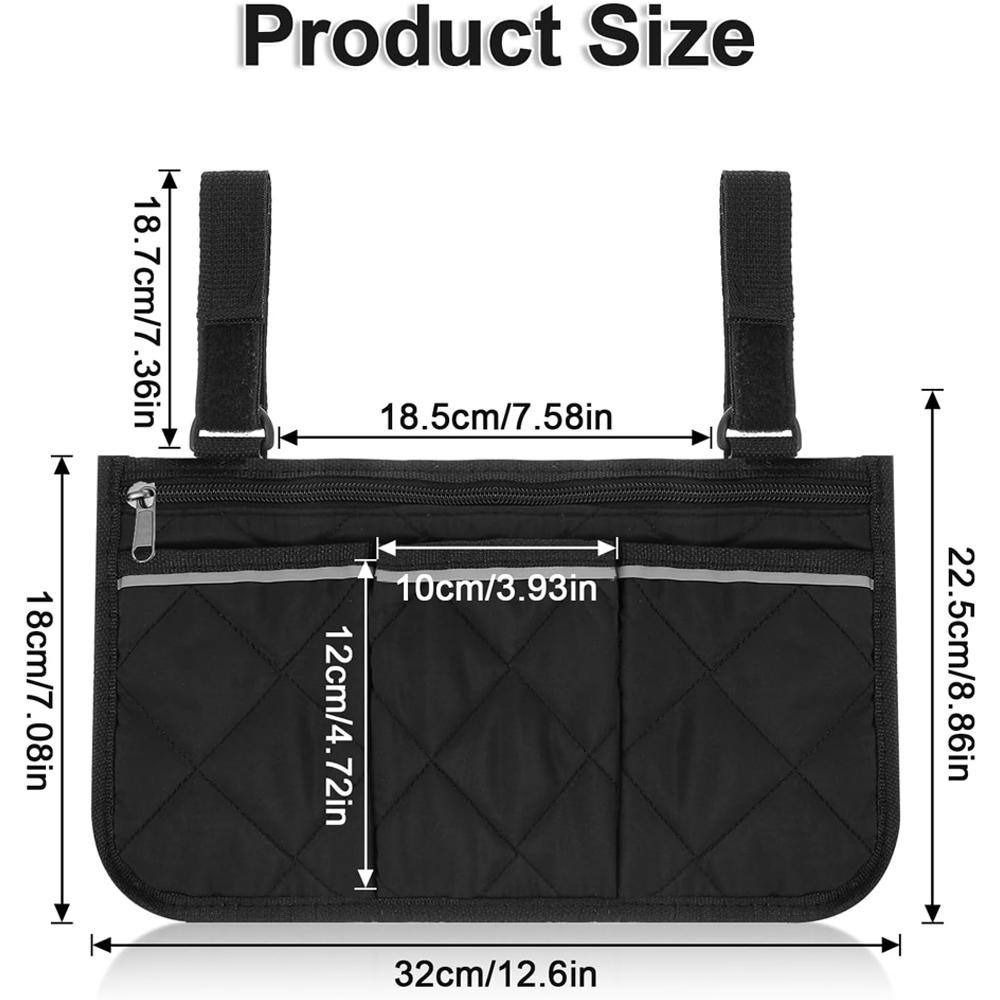 Rollstuhl Armlehne Seitliche Aufbewahrungstasche Tragbare Tasche Wasserdichte Beuteltasche Großes Fassungsvermögen Gehhilfe Multifunktionale Organizer-Tasche