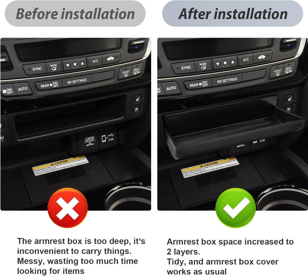 Center Console Drawer Storage Box for Honda Pilot 2016-2025/ Ridgeline 2017-2025/ Passport 2019-2025 Center Console Organizer