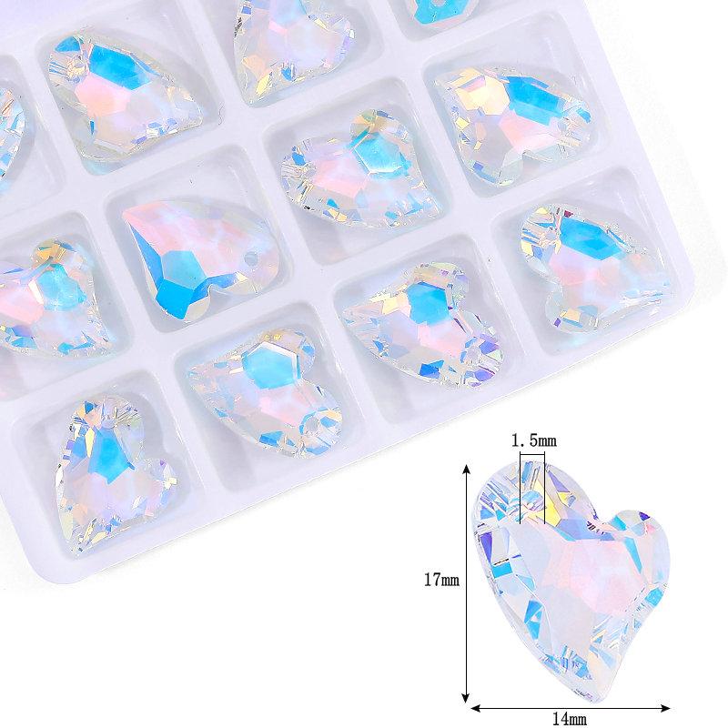 Perles Cristaux AB Pendentifs Charms Multi-formes Verre Perles Bijoux Pierres Précieuses pour Fournitures de Fabrication de Bijoux Boucles d'oreilles DIY