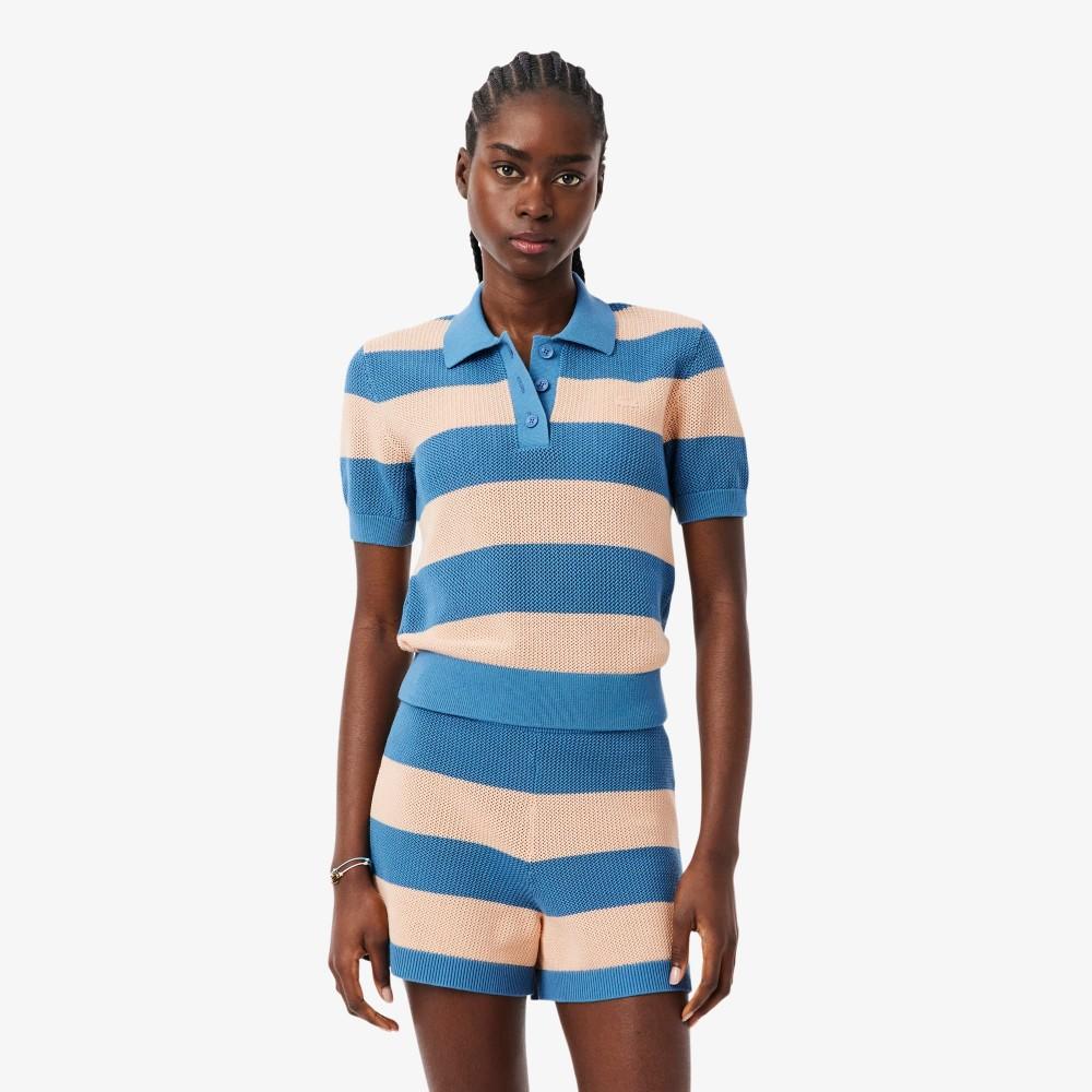 [lacoste] Женский летний поло-свитер в полоску с коротким рукавом AF9847-56G4IP 34
